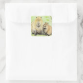 Capybara Vierkante Sticker (Tas)