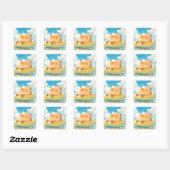 Capybara Vredig Toevluchtsoord Vierkante Sticker (Vel)