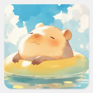 Capybara Vredig Toevluchtsoord Vierkante Sticker
