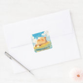 Capybara Vredig Toevluchtsoord Vierkante Sticker (Envelop)