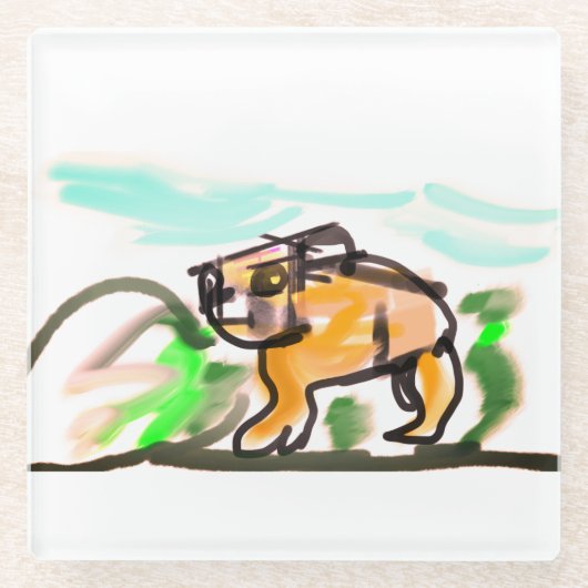 Capybara vreugde glazen onderzetter (Voorkant)