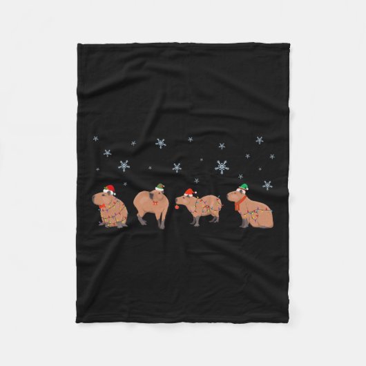Capybara Vrolijk Kerstfeest Capybaras Lover Grappi Fleece Deken (Voorkant)