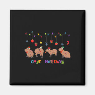 Capybara Vrolijk Kerstfeest Capybaras Lover Grappi Magneet