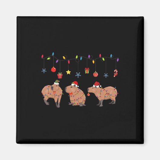 Capybara Vrolijk Kerstfeest Capybaras Lover Grappi Magneet (Voorkant)
