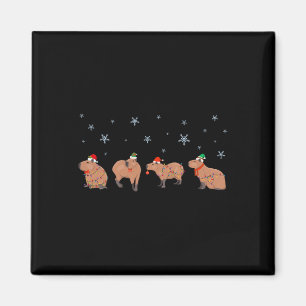 Capybara Vrolijk Kerstfeest Capybaras Lover Grappi Magneet