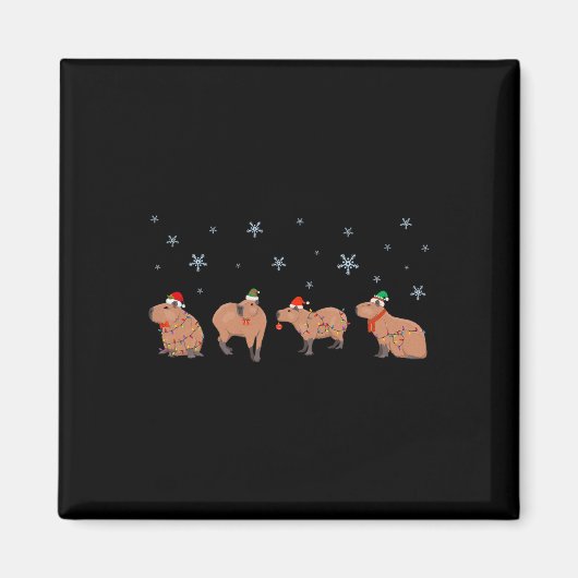 Capybara Vrolijk Kerstfeest Capybaras Lover Grappi Magneet (Voorkant)