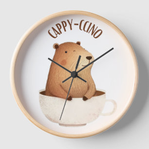 Capybara Wall Clock, Capybara Gift, Cappycino