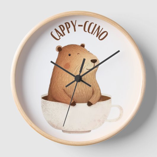 Capybara Wall Clock, Capybara Gift, Cappycino (Voorkant)