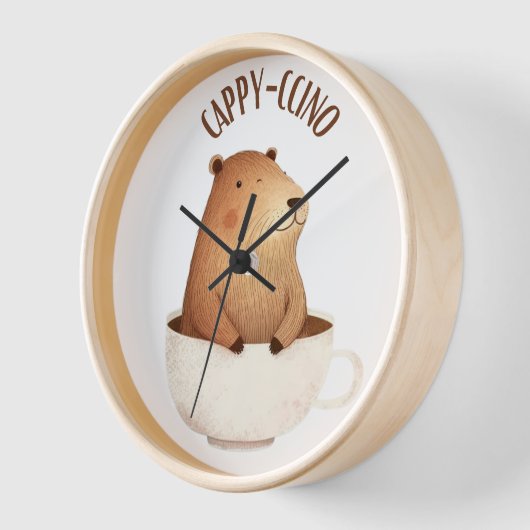 Capybara Wall Clock, Capybara Gift, Cappycino (Hoek)