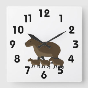 Capybara Wall Clock Vierkante Klok