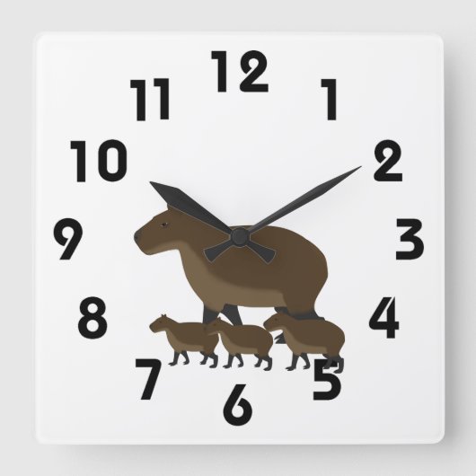 Capybara Wall Clock Vierkante Klok (Voorkant)