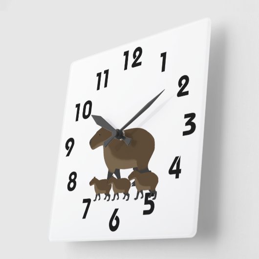 Capybara Wall Clock Vierkante Klok (Hoek)