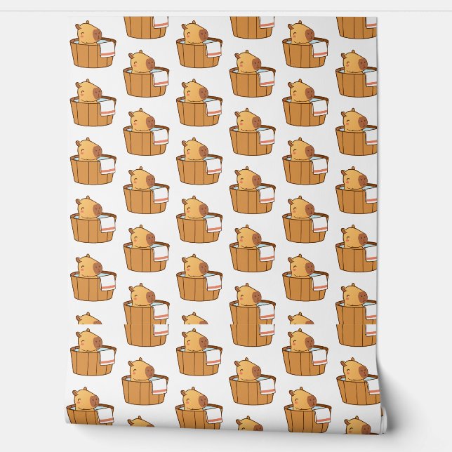 Capybara Wallpaper – Leuke dierenprint wanddecorat Behang (Afrollen)