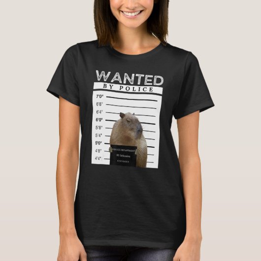 Capybara Wanted Mugshot Capybara Meme T-shirt (Voorkant)
