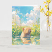 Capybara Water Baby Kaart (Gele Bloem)