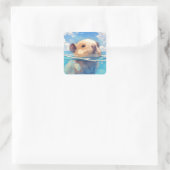 Capybara Waterig Wonderland Vierkante Sticker (Tas)