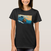 Capybara Wave  Capibara Beach Surfer Distressed T-shirt (Voorkant)