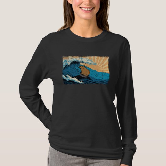 Capybara Wave  Surfing Surfer Capibara Graphic T-shirt (Voorkant)
