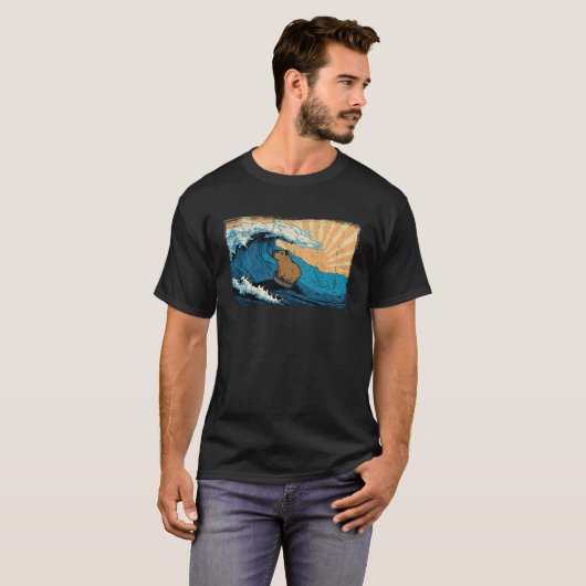 Capybara Wave  Surfing Surfer Capibara Graphic T-shirt (Voorkant volledig)