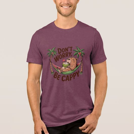 Capybara Wees blij Tri-Blend Shirt (Voorkant)