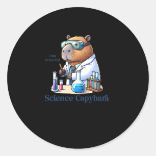 Capybara wetenschapper Ik doe aan wetenschap! Stic Ronde Sticker