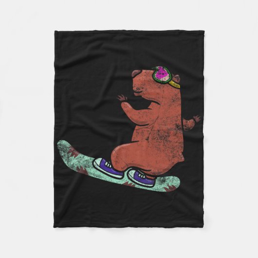 Capybara Whisperer Snowboarden Sneeuw Wintersport Fleece Deken (Voorkant)