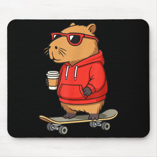 Capybara With Sungles Skater Capy Muismat (Voorkant)