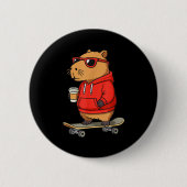 Capybara With Sungles Skater Capy Ronde Button 5,7 Cm (Voorkant)
