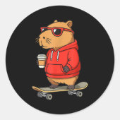 Capybara With Sungles Skater Capy  Ronde Sticker (Voorkant)