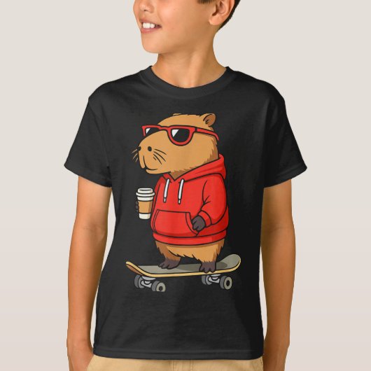 Capybara With Sungles Skater Capy  T-shirt (Voorkant)