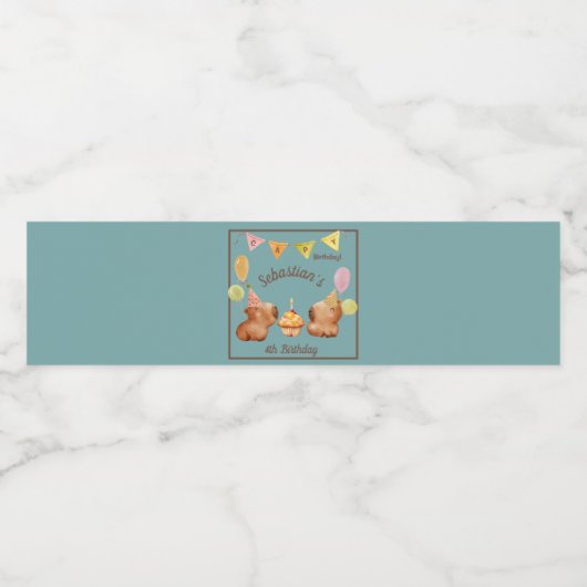 Capybara Wonderland Waterfles Etiket (Enkel label)