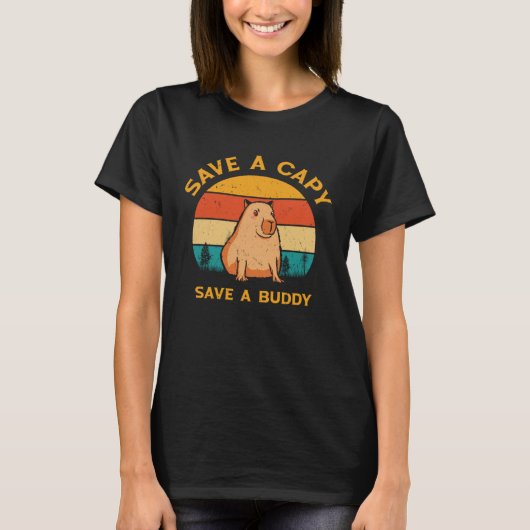 Capybara World Wildlife Day Animal Welfare Retro W T-shirt (Voorkant)