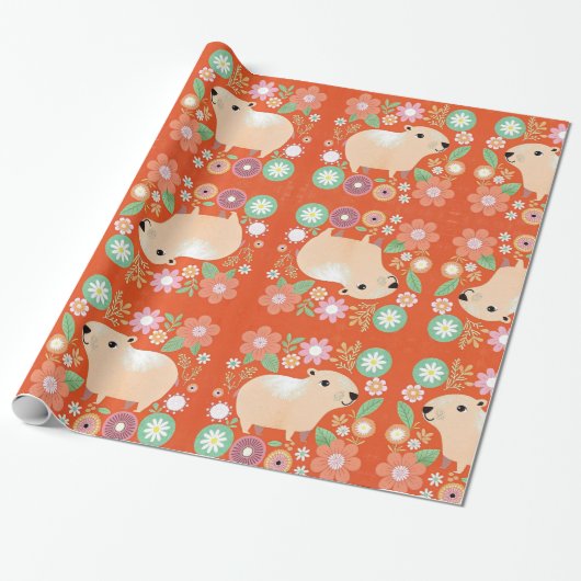 Capybara Wrapping Paper Cadeaupapier (Uitgerold)