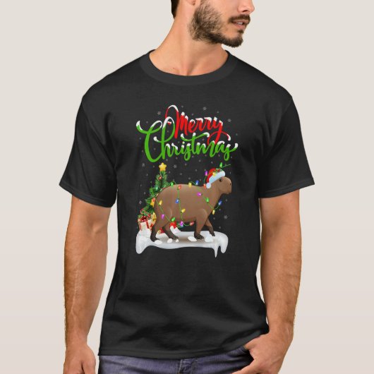 Capybara Xmas Decorations Santa Capybara Christma T-shirt (Voorkant)