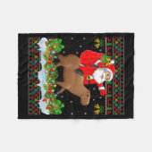 Capybara Xmas Pajamas Ugly Santa Riding Capybara C Fleece Deken (Voorkant (Horizontaal))
