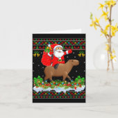 Capybara Xmas Pajamas Ugly Santa Riding Capybara C Kaart (Gele Bloem)