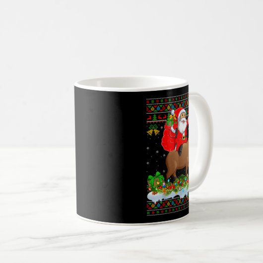 Capybara Xmas Pajamas Ugly Santa Riding Capybara C Koffiemok (Voorkant rechts)