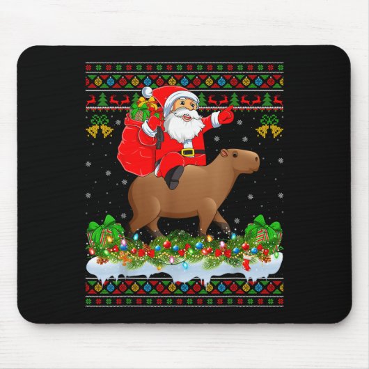 Capybara Xmas Pajamas Ugly Santa Riding Capybara C Muismat (Voorkant)