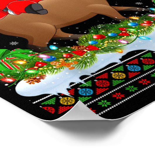 Capybara Xmas Pajamas Ugly Santa Riding Capybara C Poster (Hoek)