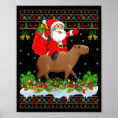 Capybara Xmas Pajamas Ugly Santa Riding Capybara C Poster (Voorkant)