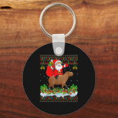 Capybara Xmas Pajamas Ugly Santa Riding Capybara C Sleutelhanger (Voorkant)