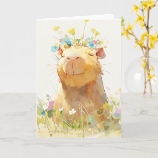 Capybara Zen Moment Kaart (Gele Bloem)