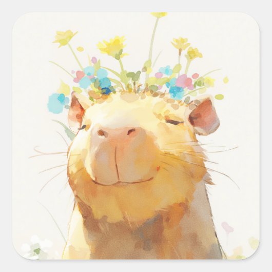 Capybara Zen Moment Vierkante Sticker (Voorkant)