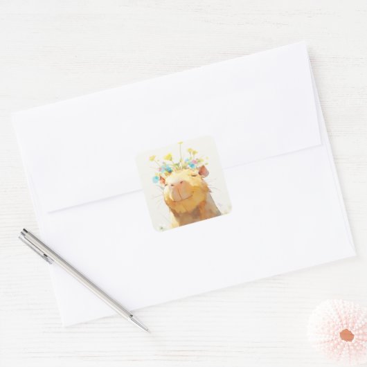 Capybara Zen Moment Vierkante Sticker (Envelop)