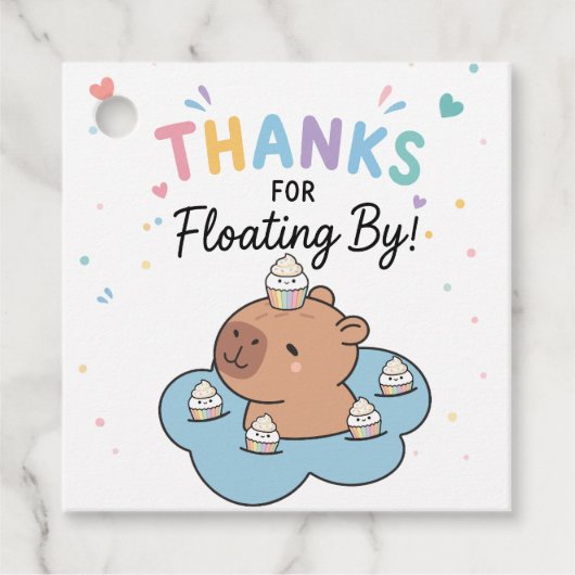 Capybara Zwembad Feest Bedankt Bedankjes Labels (Voorkant)