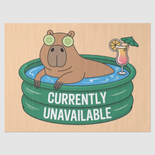 Capybara Zwembad Ontspanning Typografie Grafisch Tissuepapier (Voorkant)