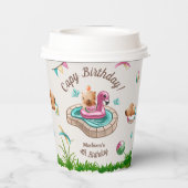 Capybara Zwembad Verjaardagsfeest Papieren Bekers (Achterkant)