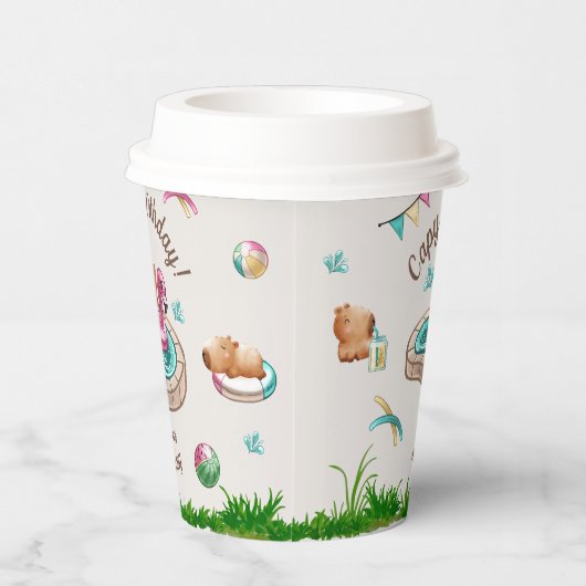 Capybara Zwembad Verjaardagsfeest Papieren Bekers (Rechts)