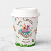 Capybara Zwembad Verjaardagsfeest Papieren Bekers (Voorkant)