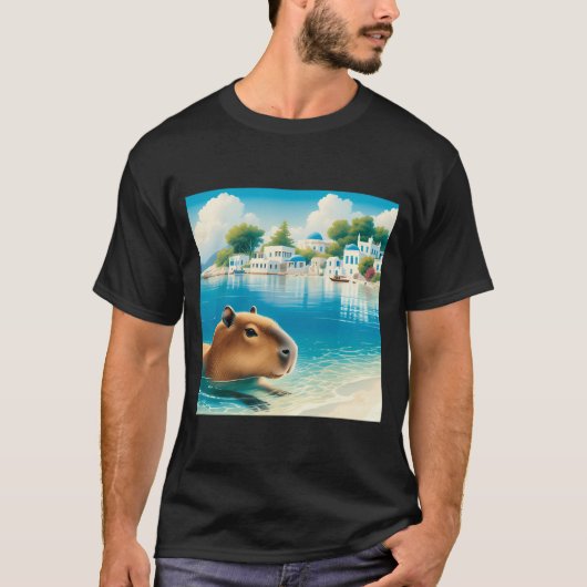 Capybara zwemmen in Griekenland T-shirt (Voorkant)